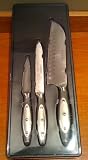 Cuisinart 3-Piece Santoku, Utility, Paring Knife Set, Stainless-Steel Sandblast-Finish Handles