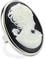 Tarina Tarantino "Classic" Black Cameo Mod Ring, Size 6.5