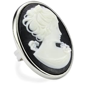 TARINA TARANTINO Classic Black Cameo Mod Ring, Size 6.5