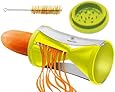 Brieftons Spiral Slicer: Stainless Steel Vegetable Spiralizer with Special Japanese Blades and 2 Julienne Sizes, Perfect Spiral Cutter for Low Carb Healthy Vegetable Meals - With Manual, Recipes and Cleaning Brush