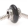 Silver Tone With Black Enamel Center Large Hole Bead Fits Pandora (1)