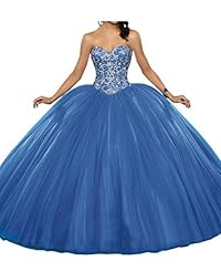 Strapless Satin/Tulle Natural   Waistline Lace-Up Beaded Prom Dress/Quinceanera Dress 