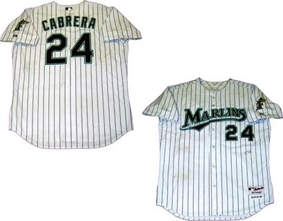 Miguel Cabrera Unsigned 2005 Game Used Home Pinstripe Jersey