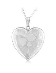 Heart Shaped Hand Engraved Locket Necklace Sterling Silver