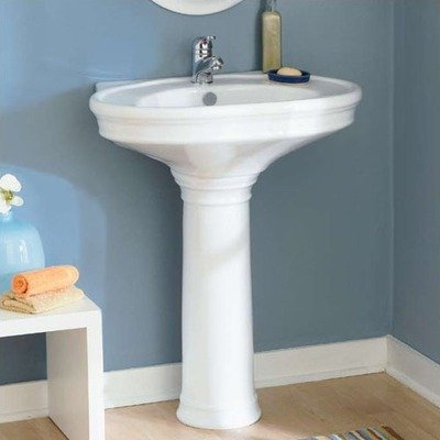 Bathroom Pedestal Sink in Ceramic White
