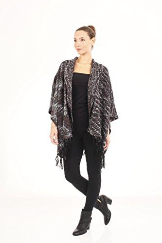 Womens Pullover Poncho Sweater In Gray BCNO4311