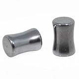 Pair Hematite Double Flared Stone Plugs 3mm 8 Gauge