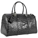 Fontanelli Shiny Black Croco Leather Travel Bag