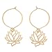 Lotus Flower Open Design Dangle Hoop Earrings in Gold Vermeil, #7574