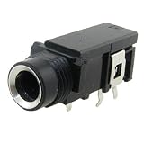 Gino 1/4" 6.5mm Headphone Stereo Jack PCB Panel Mount Socket Black 3 Pin