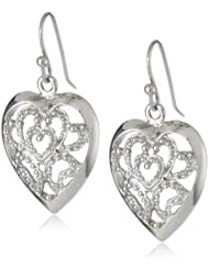 1928 Jewelry "Basic Classics" Filigree Heart Drop Earrings
