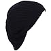 BYOS Ladies Winter Solid Chic Slouchy Ribbed Crochet Knit Beret Beanie Hat W/WO Flower Adornment, Soft Touch (Black)