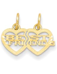 14k Yellow Gold Double Heart Best Friends Break-apart Charm