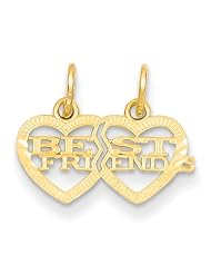 14k Double Heart Best Friends Break-apart Charm