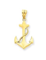 14k Yellow Gold Polished Anchor Pendant. Metal Wt- 0.72g