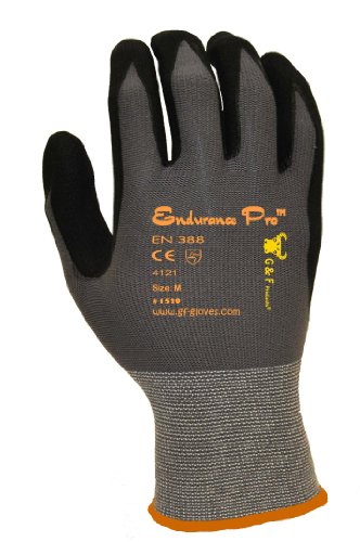 G & F EndurancePro seemless Knit Nylon Gloves with Micro Form Nitrile Grip, Mem's Large Black On Sale