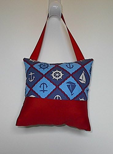 Tooth Fairy Pillow Keepsake, Boy's Sailboats Nautical Boat Design Print - Red, White, and Blue