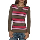 Junior Girl Rip Curl V-Neck Stripe Surf / Casual T Shirt Tee - 14