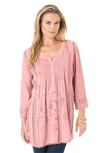 Women's Plus Size Eyelet Pleated Shirt