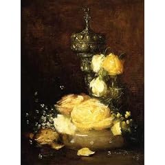 A3 Box Canvas 30cm x 42cm Weir Julian Alden Silver Chalice with Roses