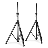 Skytec PA Boxenständer Boxsenstativ Set Paar Lautsprecherstativ für Boxen/Speaker/Lautsprecher mit Flansch (Belastbarkeit 30kg, Transporttasche, leicht - nur 2,5 kg)