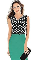 Polyester Belted Polka Dot Print Bodycon Dress/Club Dress/Evening Dress/Prom Dress/Party Dress 