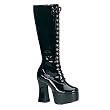 SLUSH-214, 4 3/4 Inch Lace-up P/F Blk Pat Knee Boots