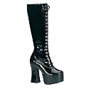 SLUSH-214, 4 3/4' Lace-up P/F Blk Pat Knee Boots