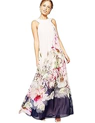 V-neck Knee Length Short Backless Floral Print Chiffon Sleeveless Bandage Dress/Maxi Dress 