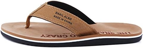 Men's Flip Flop Brown Casual Style Canvas Upper Suede Insloe 8 M US