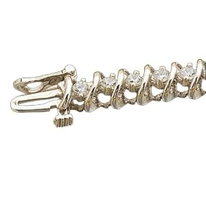 14kt Yellow Gold Trendy Diamond Link Tennis Bracelet