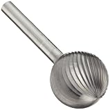 PFERD Ball Carbide Bur, Uncoated (Bright) Finish, Single Cut, Radius End, 1/4" Shank, 5/8" Head Diameter, 9/16" Head Length (SD-6)