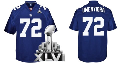 Super Bowl XLVI champions NFL Authentic Jerseys New York Giants Osi Umenyiora BLUE Jersey Size 48 (Ship By DHL)