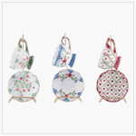 9 Piece Ceramic Mini Cups and Saucers Set - Style 33041