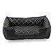 Happycare Textiles Luxury All Sides Faux leather Rectangle Pet Bed.  Black color, 26x18 inches