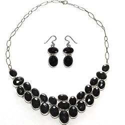 Necklace & Earring Set Sterling Silver Black Onyx Jewelry