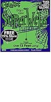 JUMBO GLOW IN THE DARK GREEN HALLOWEEN SPIDER WEBS + 4 SPIDERS