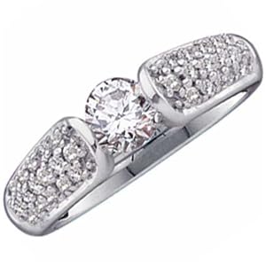 14Kt White Gold Ladies Diamond Engagement Ring (Center stone is not included)