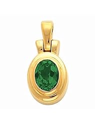 14K Yellow Gold Oval Cut Chrome Tourmaline Pendant -- LIFETIME WARRANTY