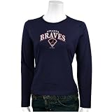 Atlanta Braves Navy Blue Ladies Arch Logo Diamond Long Sleeve T-shirt