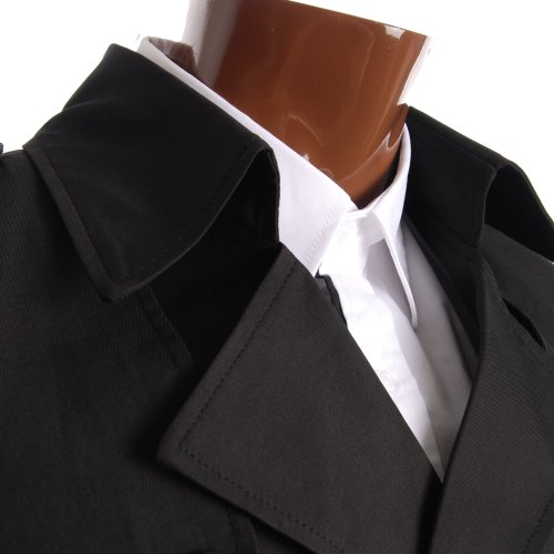 FLATSEVEN Mens Slim Fit Designer Casual Trench Coat (CT201) Black, Size L