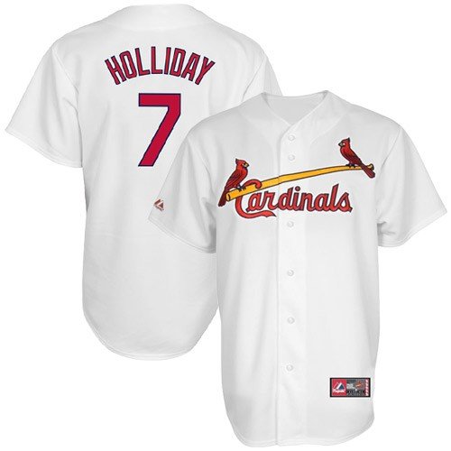 MLB Matt Holliday St.Louis Cardinals Youth Short Sleeve 6 Button Synthetic Replica Jersey (White, Medium)