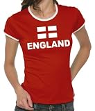 Fifa World Cup 2010 England Girlie Ringer T-Shirt Red, S
