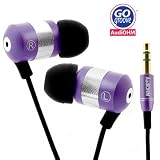 GOgroove audiOHM Ergonomic Metallic Purple Noise-Isolation Earbuds - Compatible With Asus Transformer Prime TF201 , The Amazon Kindle Fire , Samsung Galaxy 10.1 and more Tablets