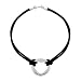 Sterling Silver Round Cut-Out Heart "I Love You, Forever" Bracelet on Black Cord, 7.5"