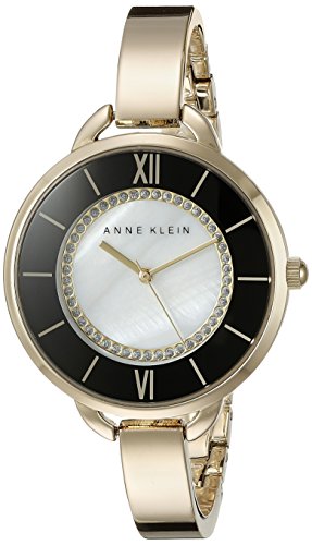 Anne Klein Women's AK/2148MPGB Glitter Accented Gold-Tone Bangle Watch
