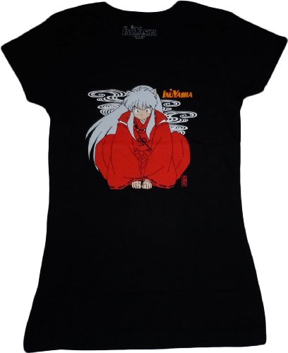 InuYasha: Sit InuYasha Junior Black T-Shirt