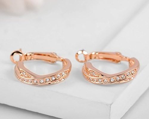 Austrian Crystals Women Hoop Alloy Earrings with 3 Layers Rose Gold Plated WA649