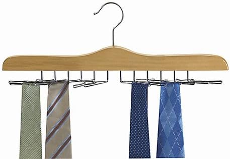 ClosetHangerFactory Tie Hanger/Natural & Chrome