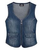 Harley-Davidson® Women’s Embellished Denim Vest. Metallic graphics. 99169-10VW